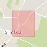 Karta som med röd fyrkant ramar in Storgatan, Glimåkra, Östra göinge, Skåne län