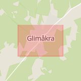Karta som med röd fyrkant ramar in Glimåkra, Lönsboda, Östra göinge, Skåne län