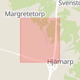 Karta som med röd fyrkant ramar in Margretetorp, Hjärnarpsvägen, Ängelholm, Skåne län