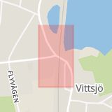 Karta som med röd fyrkant ramar in Vittsjö, Hässleholm, Skåne län