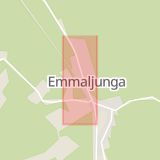 Karta som med röd fyrkant ramar in Emmaljunga, Hässleholm, Skåne län