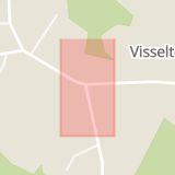 Karta som med röd fyrkant ramar in Visseltofta, Osby, Skåne län