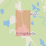 Karta som med röd fyrkant ramar in Eringsboda, Brunnsvägen, Ronneby, Blekinge län