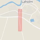Karta som med röd fyrkant ramar in Ängelholmsvägen, Laholm, Hallands län