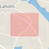 Karta som med röd fyrkant ramar in Kristianstadsvägen, Laholm, Hallands län
