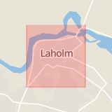 Karta som med röd fyrkant ramar in Halmstad, Trönninge, Falkenberg, Laholm, Lagavägen, Hallands län
