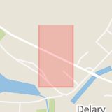 Karta som med röd fyrkant ramar in Delary, Älmhult, Kronobergs län