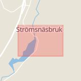 Karta som med röd fyrkant ramar in Strömsnäsbruk, Markaryd, Kronobergs län