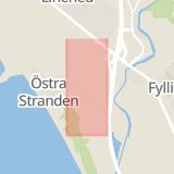 Karta som med röd fyrkant ramar in Halmstad, Ryttarevägen, Hallands län