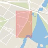 Karta som med röd fyrkant ramar in Slottsvägen, Kalmar, Kalmar län