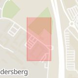 Karta som med röd fyrkant ramar in Varberg, Halmstad, Andersbergsringen, Hallands län