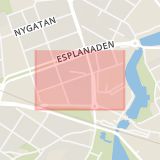 Karta som med röd fyrkant ramar in Malmen, Unionsgatan, Kalmar, Kalmar län
