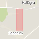 Karta som med röd fyrkant ramar in Eketånga, Petter Jydes Väg, Halmstad, Hallands län
