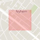 Karta som med röd fyrkant ramar in Halmstad, Nyhemsgatan, Hallands län