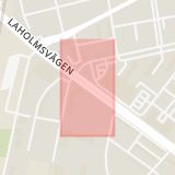 Karta som med röd fyrkant ramar in Halmstad, Sturegymnasiet, Nyhem, Hallands län