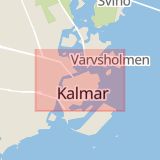 Karta som med röd fyrkant ramar in Kvarnholmen, Kalmar, Kalmar län