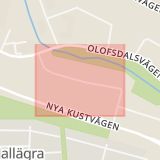 Karta som med röd fyrkant ramar in Industrivägen, Fyllinge, Hallands län