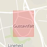 Karta som med röd fyrkant ramar in Halmstad, Gustavsfält, Hallands län