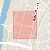 Karta som med röd fyrkant ramar in Skansgatan, Halmstad, Hallands län