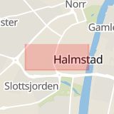 Karta som med röd fyrkant ramar in Vallås, Halmstad, Brogatan, Varberg, Hallands län