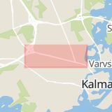 Karta som med röd fyrkant ramar in Erik Dahlbergs Väg, Kalmar, Kalmar län