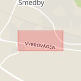 Karta som med röd fyrkant ramar in Dörbyvägen, Smedby, Kalmar, Kalmar län