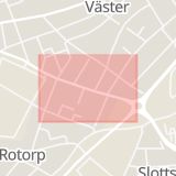 Karta som med röd fyrkant ramar in Karlsrovägen, Rotorp, Halmstad, Hallands län