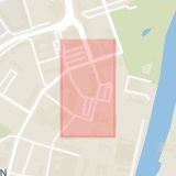 Karta som med röd fyrkant ramar in Halmstad, Källegatan, Hallands län