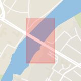 Karta som med röd fyrkant ramar in Wrangelsbron, Halmstad, Hallands län
