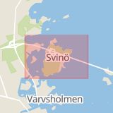 Karta som med röd fyrkant ramar in Ölandsbron, Svinö, Kalmar, Kalmar län
