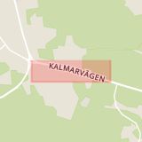Karta som med röd fyrkant ramar in Kalmarvägen, Nybro, Kalmar län