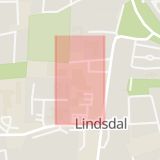 Karta som med röd fyrkant ramar in Lindsdal, Kanngjutarvägen, Kalmar, Kalmar län