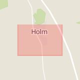 Karta som med röd fyrkant ramar in Halmstad, Holm, Kvibille, Hallands län