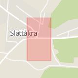 Karta som med röd fyrkant ramar in Halmstad, Slättåkra, Hallands län