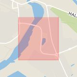 Karta som med röd fyrkant ramar in Nygatan, Peter Åbergs Väg, Falkenberg, Hallands län