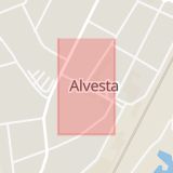Karta som med röd fyrkant ramar in Centralgatan, Alvesta, Kronobergs län