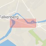 Karta som med röd fyrkant ramar in Halmstadvägen, Falkenberg, Hallands län