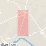 Karta som med röd fyrkant ramar in Lasarettsgatan, Varbergsvägen, Falkenberg, Hallands län