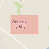 Karta som med röd fyrkant ramar in Vinbergs Kyrkby, Falkenberg, Hallands län