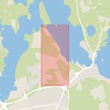 Karta som med röd fyrkant ramar in Evedalsvägen, Växjö, Kronobergs län
