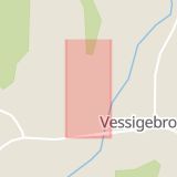 Karta som med röd fyrkant ramar in Vessigebro, Järnvägsgatan, Falkenberg, Hallands län