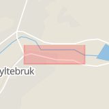 Karta som med röd fyrkant ramar in Hylte, Norra Industrigatan, Hallands län