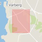 Karta som med röd fyrkant ramar in Södra Vägen, Varberg, Nygatan, Falkenberg, Hallands län