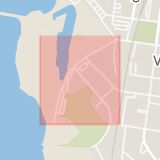 Karta som med röd fyrkant ramar in Varberg, Strandgatan, Hallands län