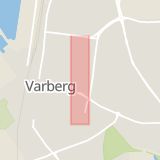 Karta som med röd fyrkant ramar in Östra Vallgatan, Varberg, Hallands län