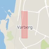 Karta som med röd fyrkant ramar in Varberg, Kungsgatan, Hallands län