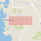 Karta som med röd fyrkant ramar in Träslövsvägen, Varberg, Hallands län