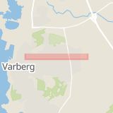 Karta som med röd fyrkant ramar in Trädlyckevägen, Varberg, Hallands län