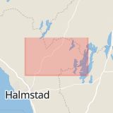 Karta som med röd fyrkant ramar in Hylte, Nyhem, Halmstad, Hallands län