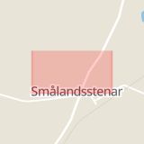 Karta som med röd fyrkant ramar in Smålandsstenar, Malmgatan, Gislaved, Jönköpings län
